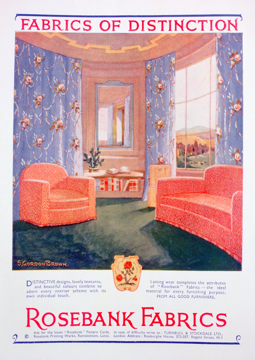 Advertentie voor Rosebank Fabrics, 1935 door Unbekannt