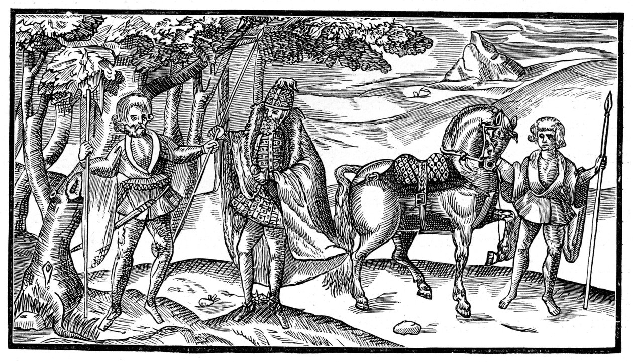Een Ierse hoofdman en zijn bedienden, 1581, 1893 door Unbekannt