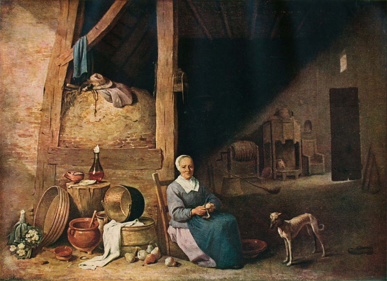 Een Oude Vrouw die Peren Schilt, c1640 door Unbekannt