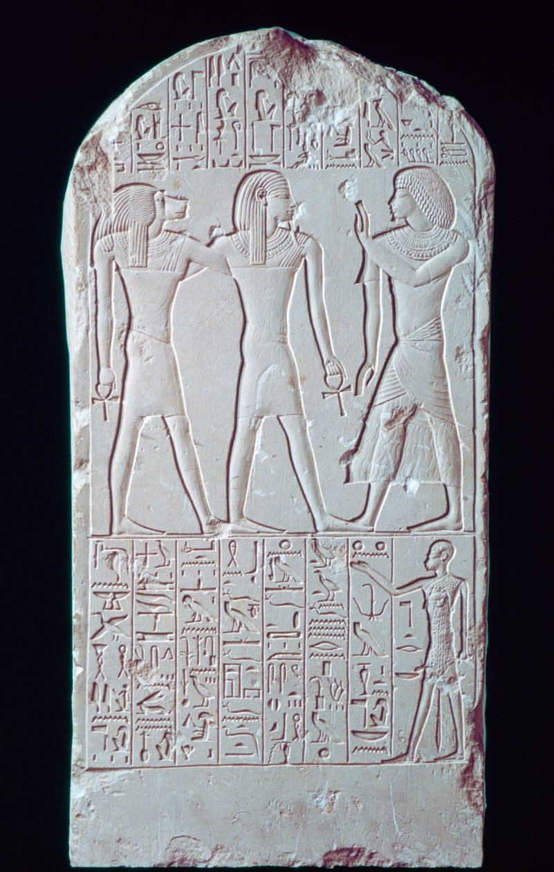 Oude Egyptische kalkstenen stèle, 16e-13e eeuw v.Chr. door Unbekannt