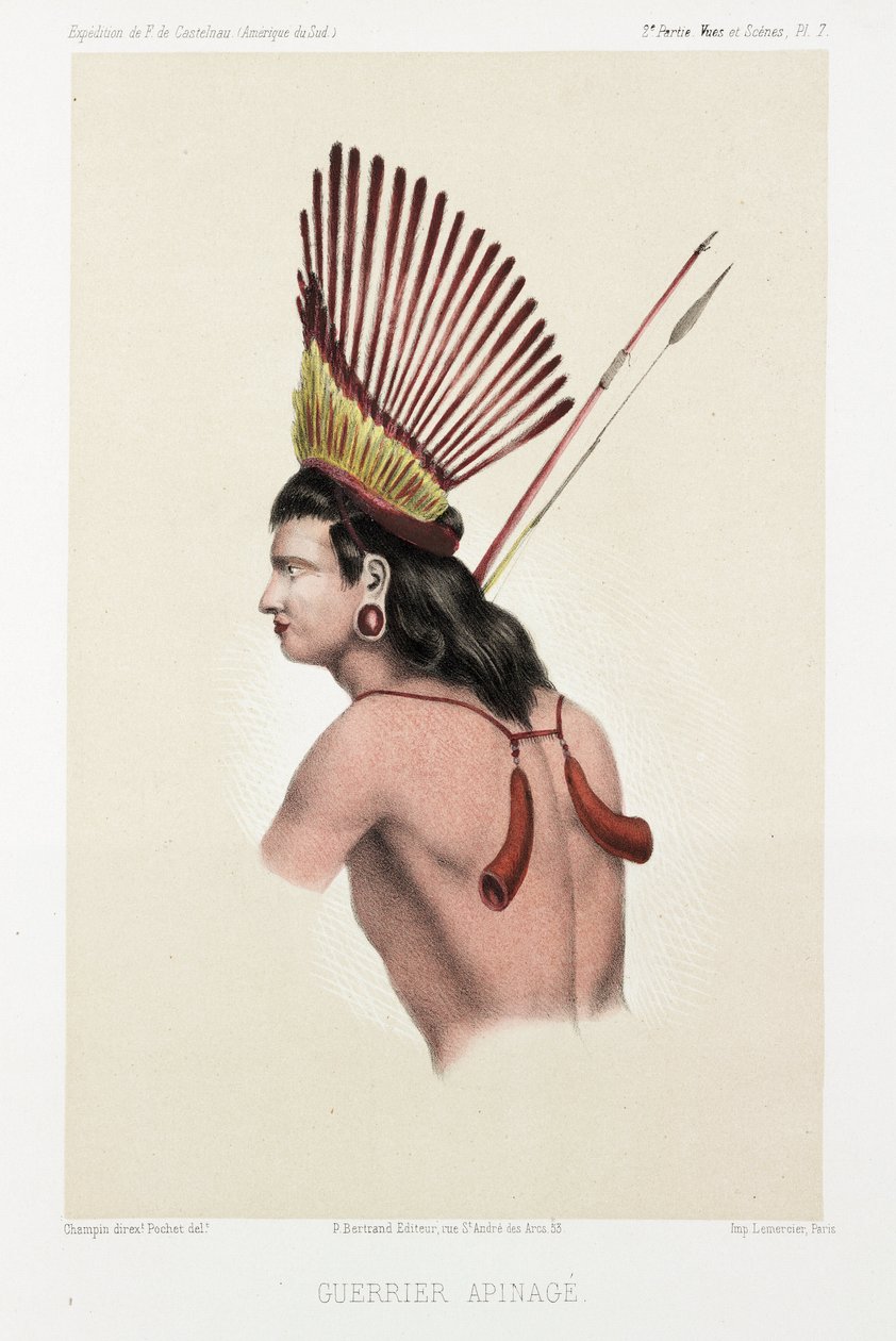 Apinage krijger, Brazilië, ca. 1843-1847 door Unbekannt