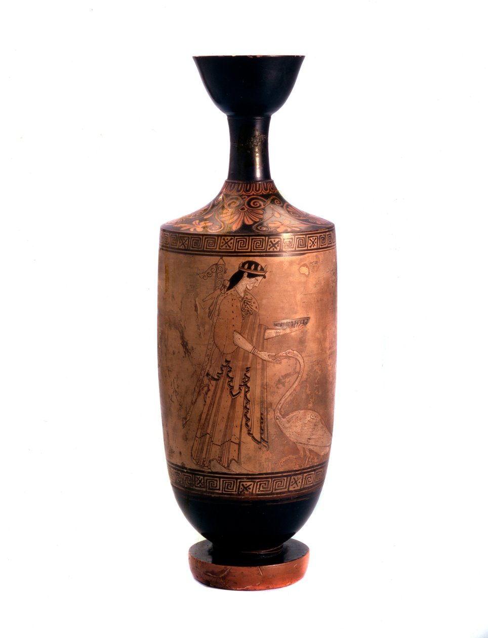 Artemis met een zwaan. Lekythos, wit-grond, c490 v.Chr. door Unbekannt