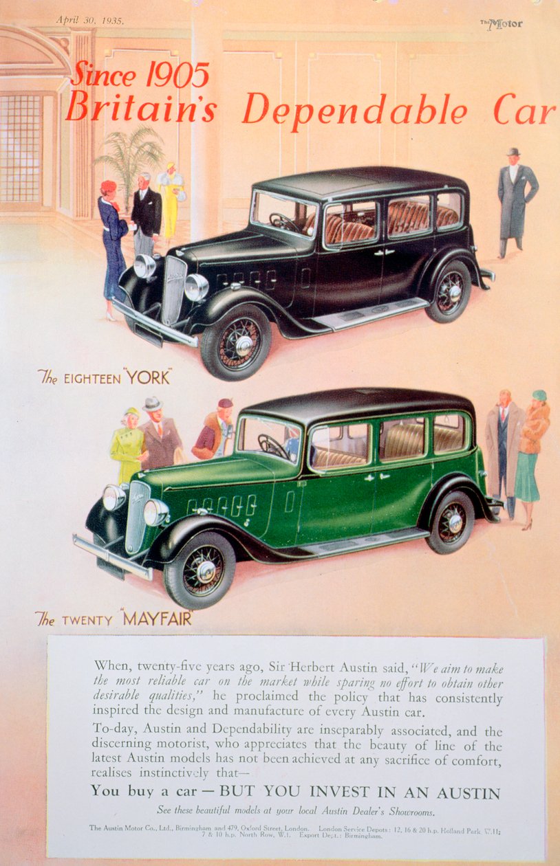 Austin auto advertentie, 1935 door Unbekannt