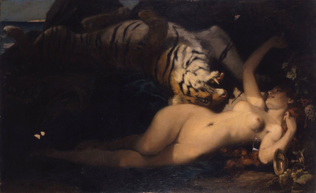 Bacchante spelend met een tijger door Unbekannt Unbekannt