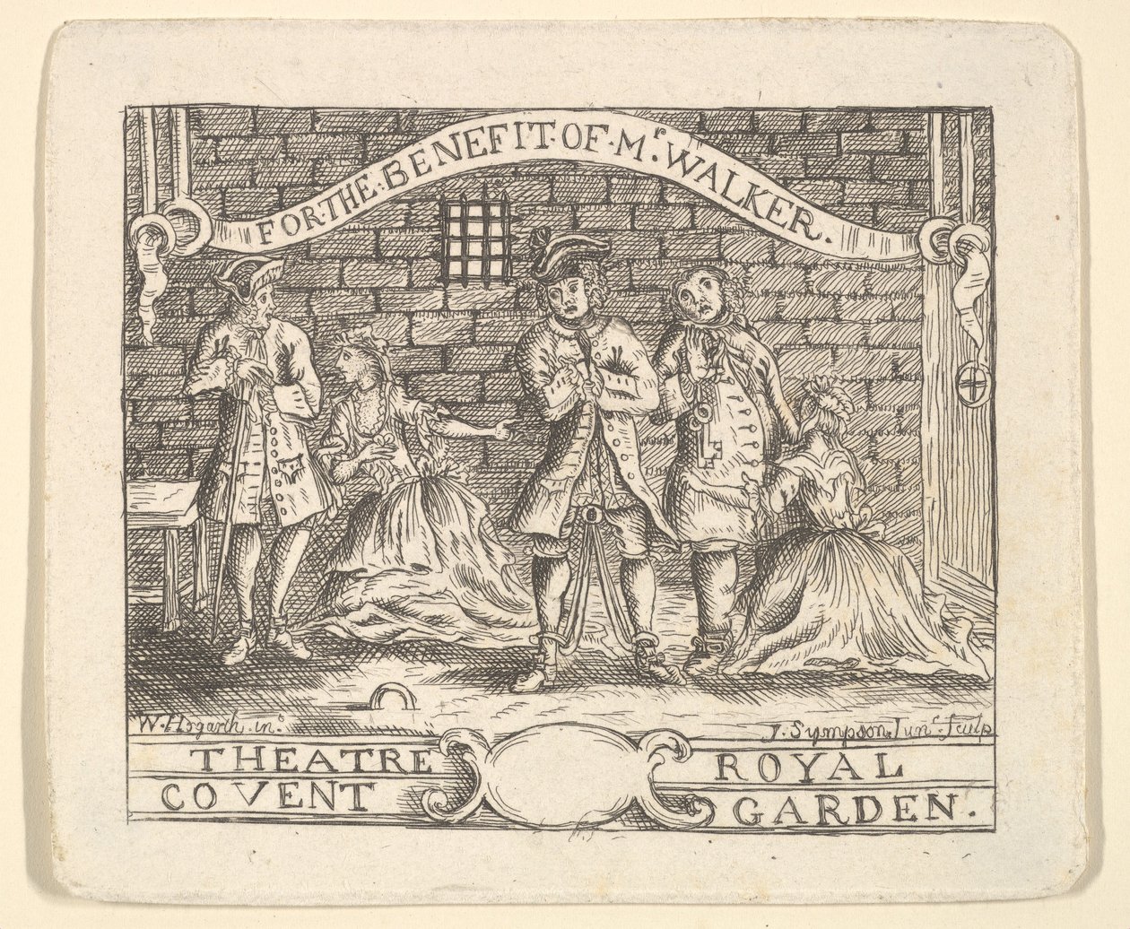 Benefietkaartje voor Walker, ca. 1735 door Unbekannt