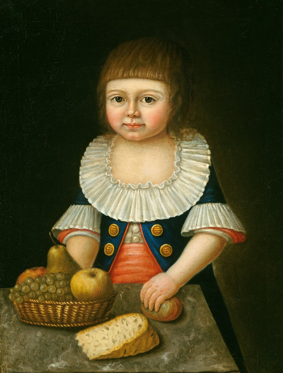 Jongen met een mand fruit door Unbekannt