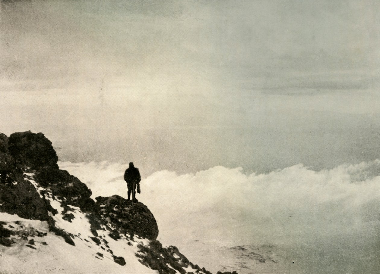 Brocklehurst kijkt naar beneden vanaf...Mount Erebus door Unbekannt