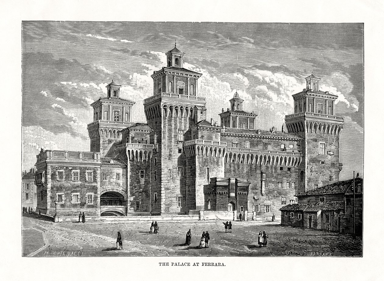 Castello Estense, Ferrara, Italië, 1879 door Unbekannt