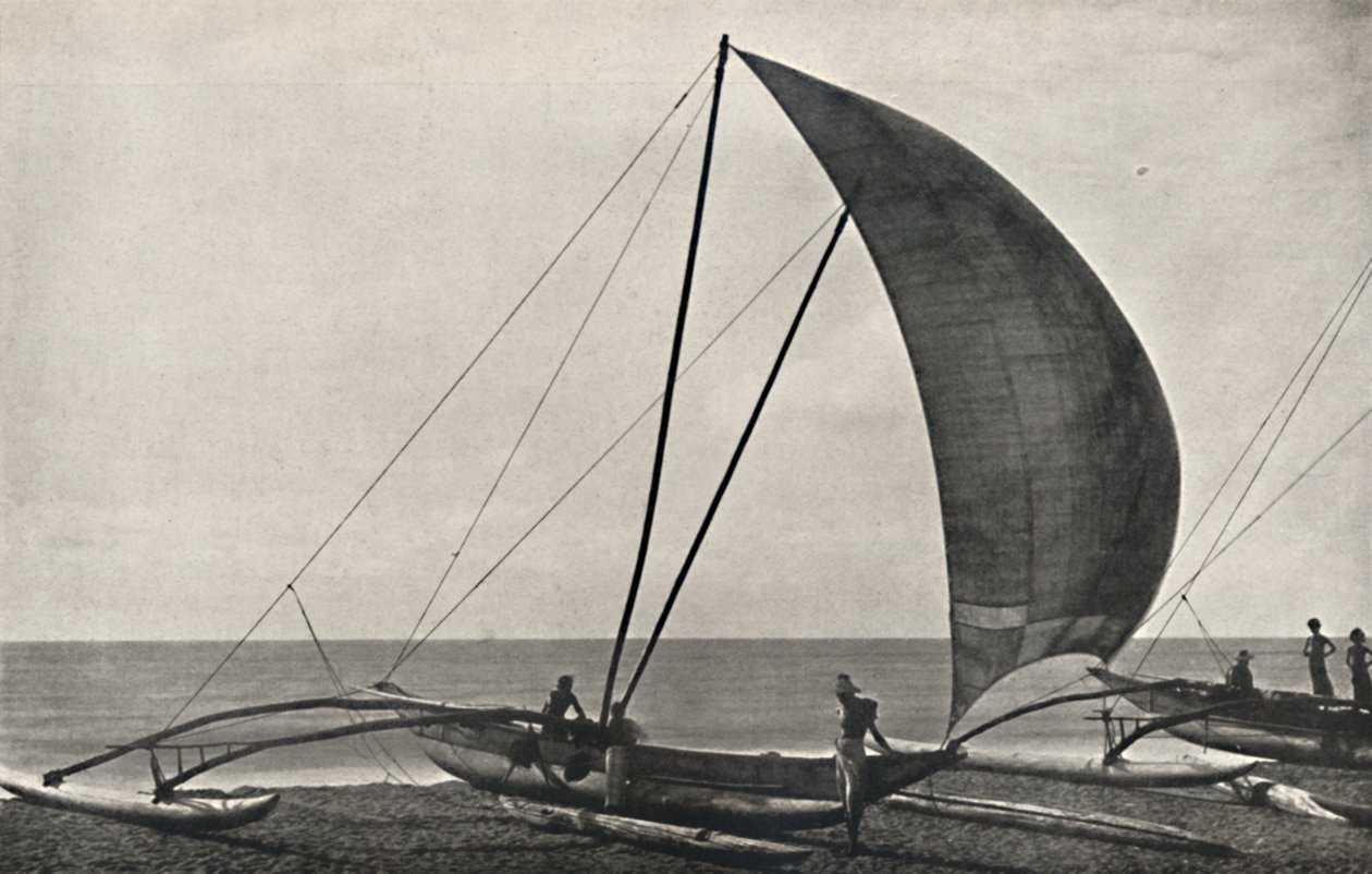 Ceylonese vissersboot met drijver, 1926 door Unbekannt