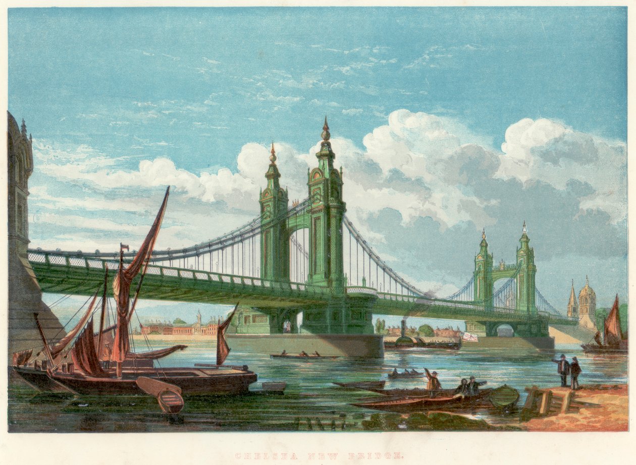 Chelsea Bridge, Londen, 1858 door Unbekannt