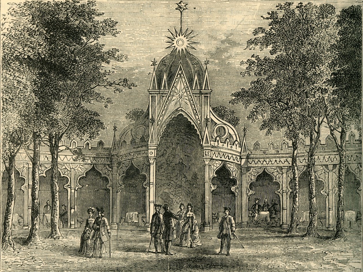 Chinees paviljoen in Vauxhall Gardens, c1878 door Unbekannt