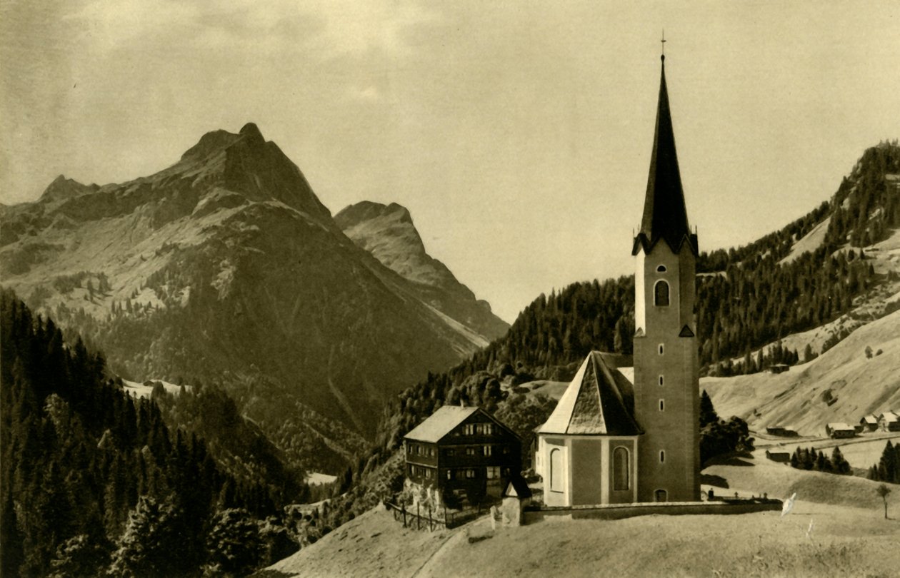Kerk in Schröcken, Bregenzerwald, Oostenrijk, ca. 1935 door Unbekannt