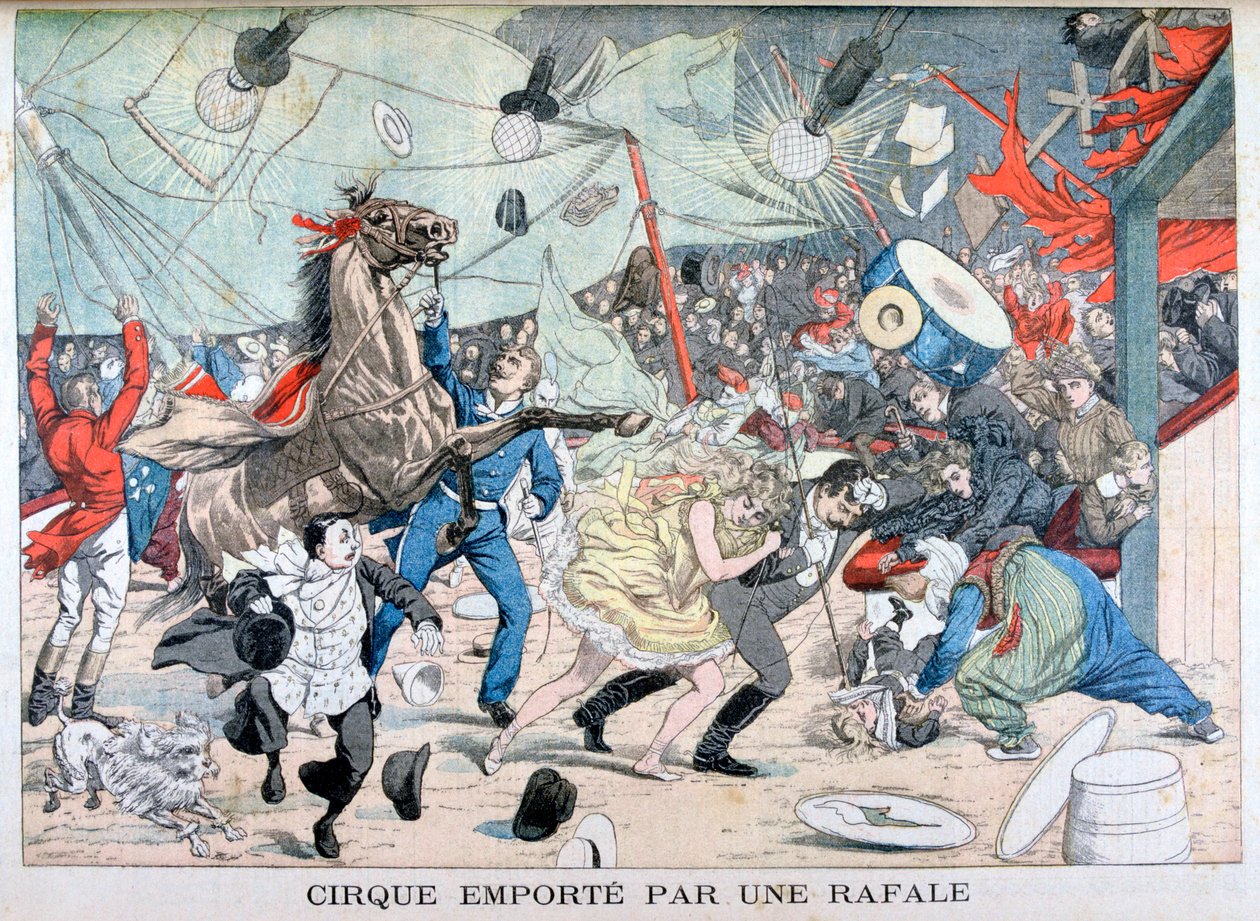 Circustent weggeblazen, Saint Etienne, Frankrijk, 1903 door Unbekannt