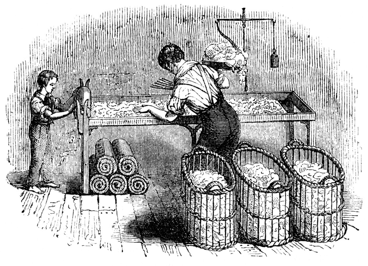 Katoenfabricage, ca. 1845 door Unbekannt