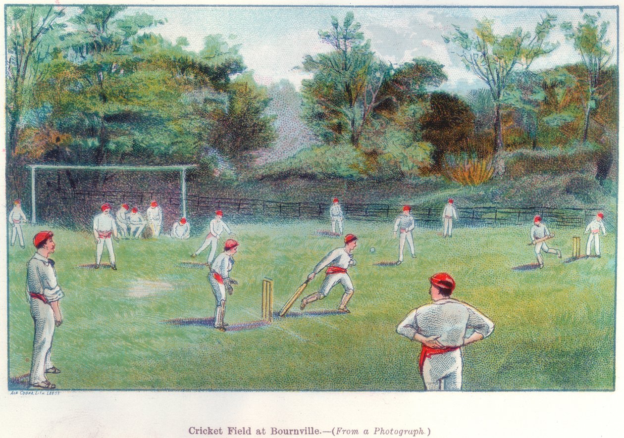 Cricketveld in Bournville, 1892 door Unbekannt