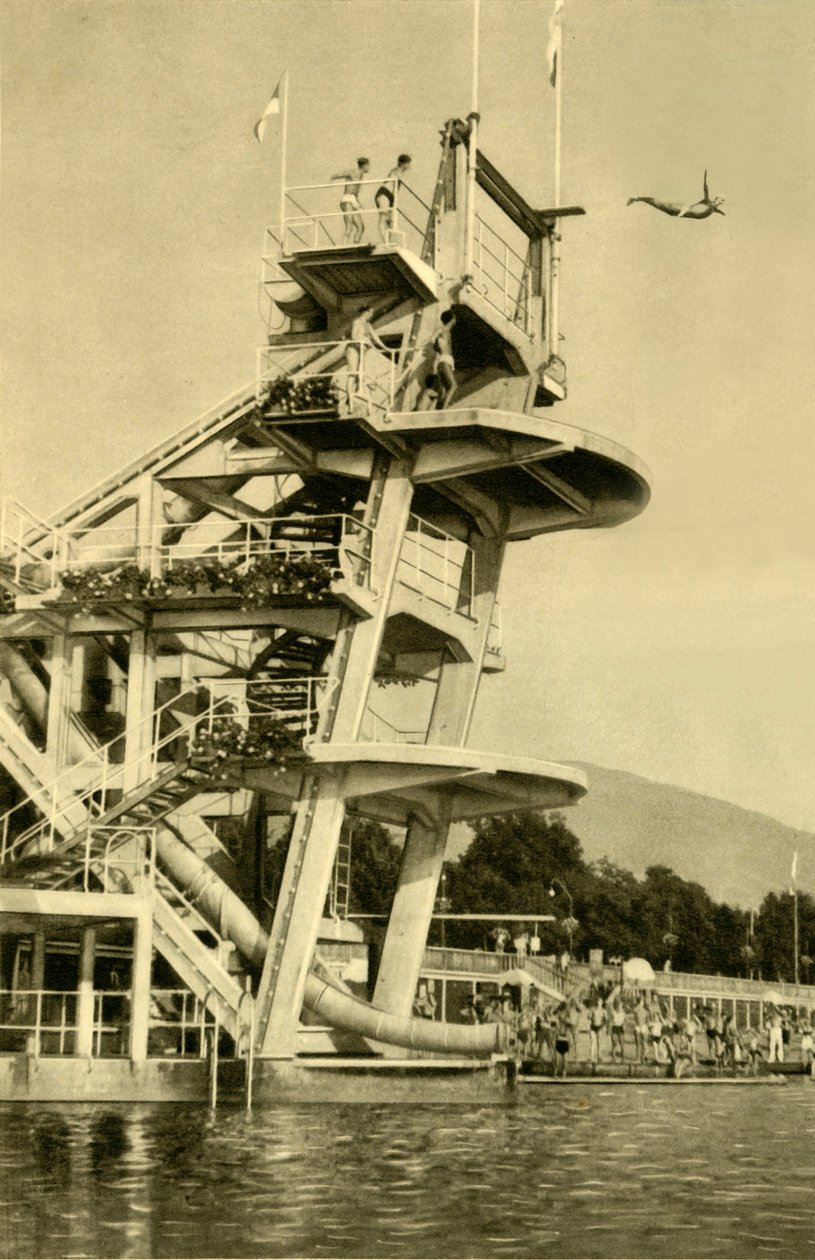 Duikplatform, Millstatt, Karinthië, Oostenrijk, ca. 1935 door Unbekannt
