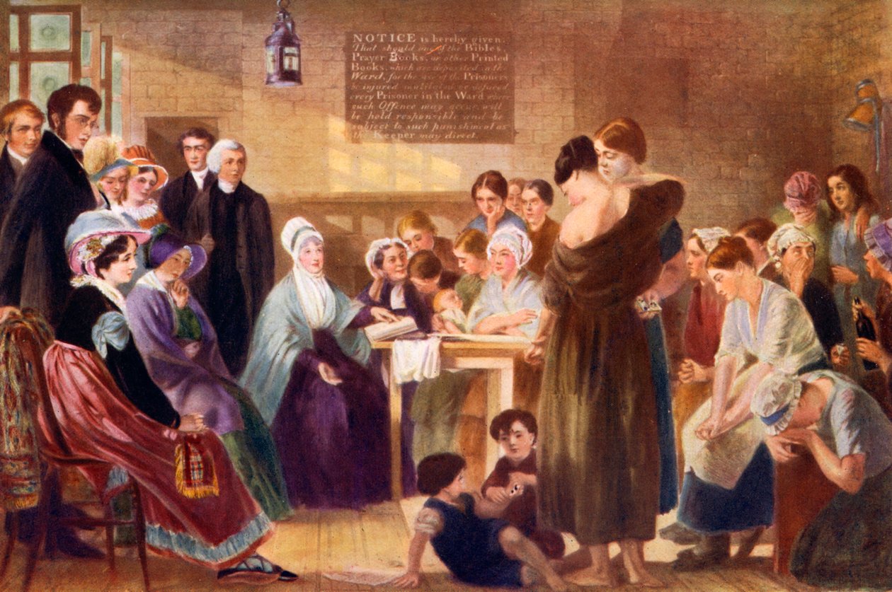 Elizabeth Fry 1780-1845 bezoekt Newgate Prison, 1926 door Unbekannt