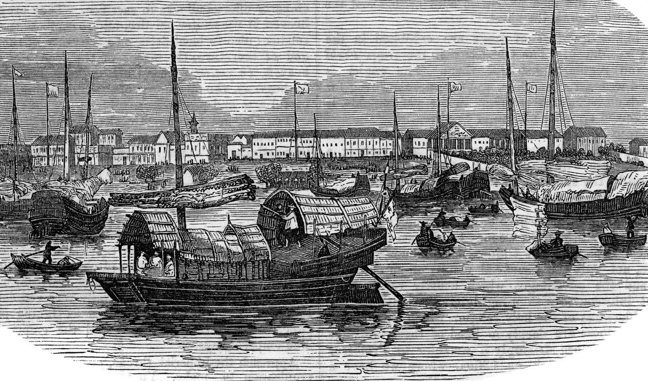 Europese fabrieken in Canton Guangzhou, China, ca. 1875 door Unbekannt