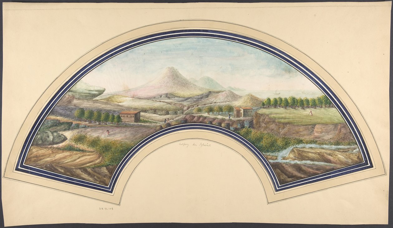 Waaiervorm met de Vesuvius, 19e eeuw door Unbekannt