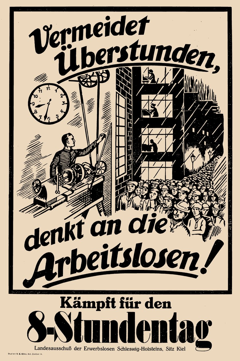 Strijd voor de achturige werkdag, ca. 1925 door Unbekannt