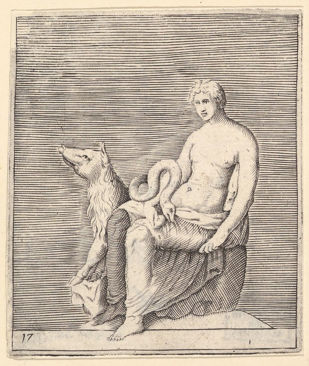 Figuur met Varken en Slang, gepubliceerd ca. 1599-1622 door Unbekannt