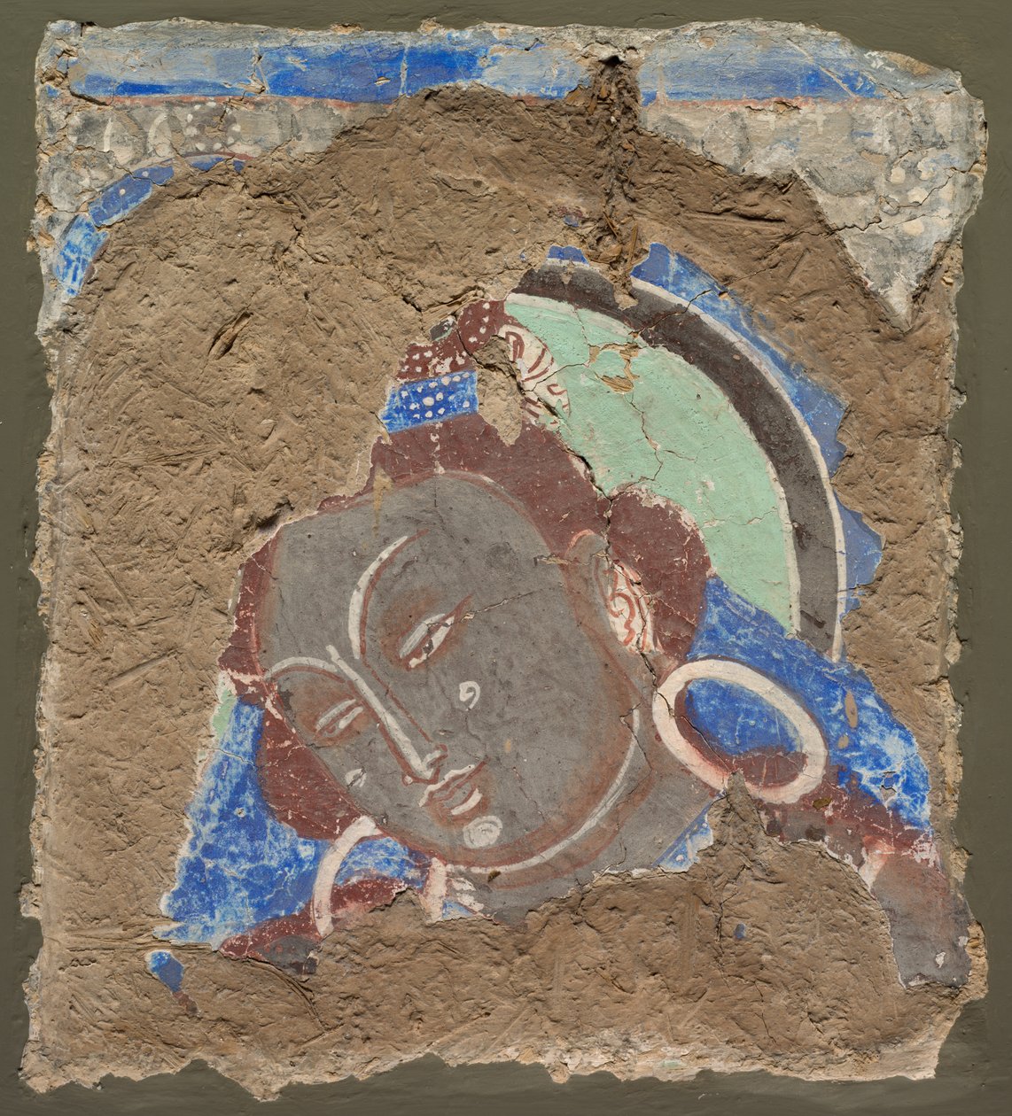 Fragment met een hoofd van Bodhisattva, 600-650 door Unbekannt