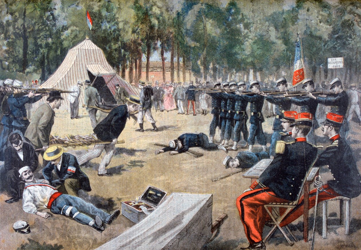 Franse militaire manoeuvres: EHBO-werkers, 1897 door Unbekannt