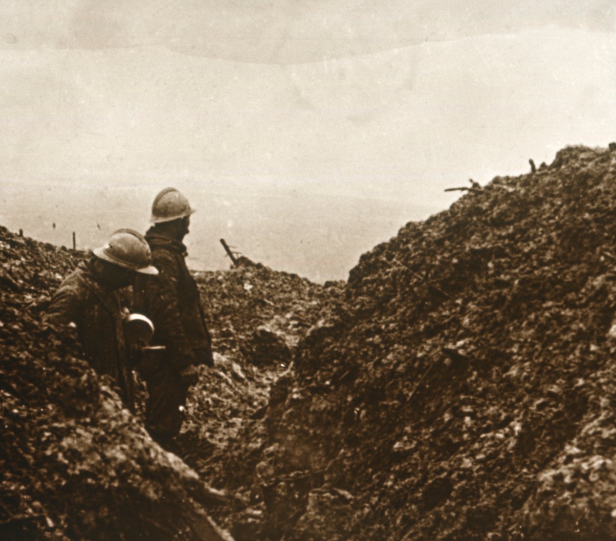 Franse soldaten in de loopgraven door Unbekannt