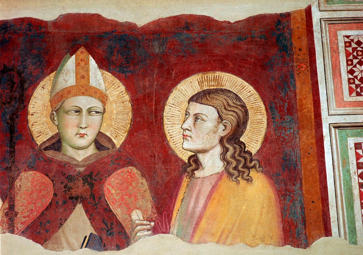 Fresco van een bisschop, 14e eeuw door Unbekannt