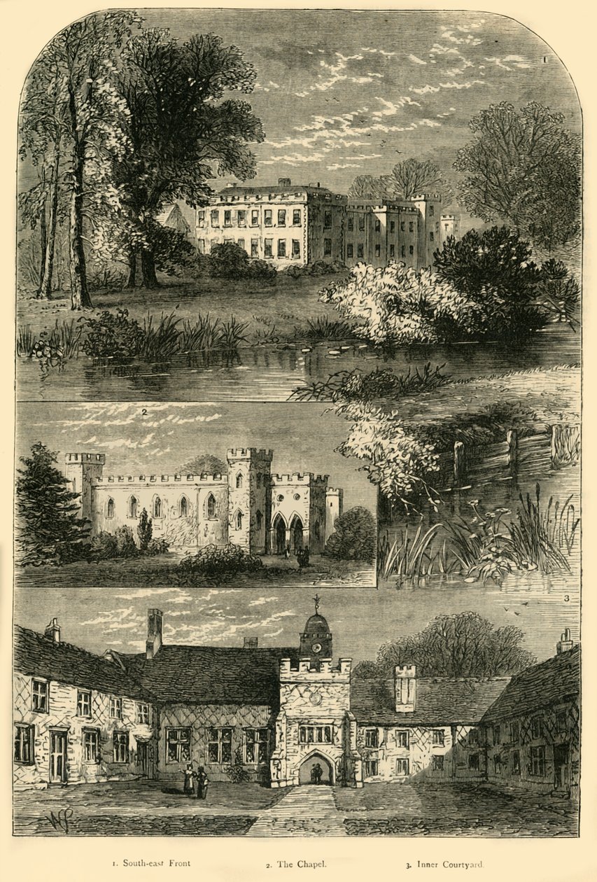 Fulham Palace in 1798 door Unbekannt