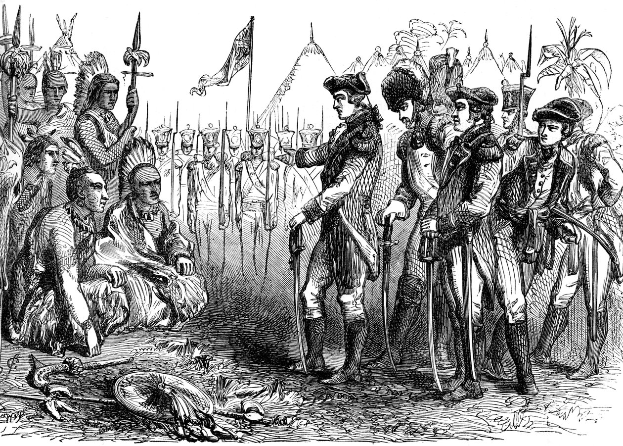 Generaal Burgoyne spreekt de Indianen toe, 1777 ca. 1880 door Unbekannt