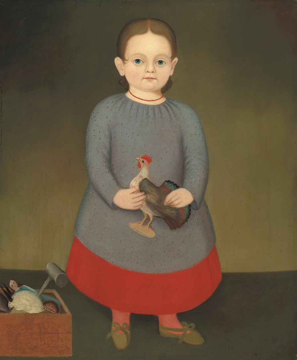 Meisje met speelgoedhaan, ca. 1840 door Unbekannt