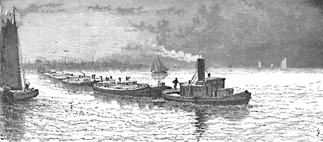 Graanschepen verlaten Chicago, 1883 door Unbekannt
