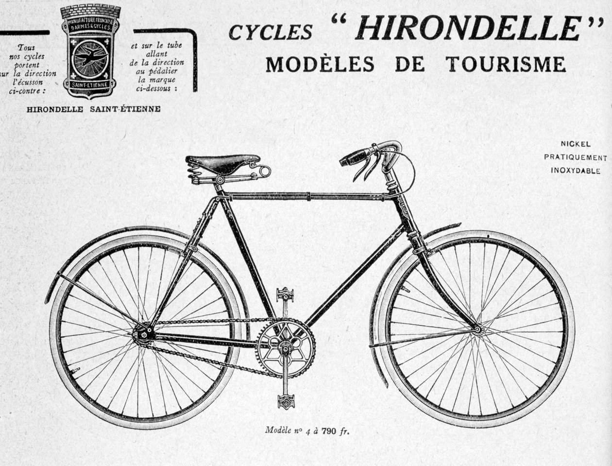 Hirondelle Saint Etienne Fiets Toerisme Advertentie, 20e eeuw door Unbekannt