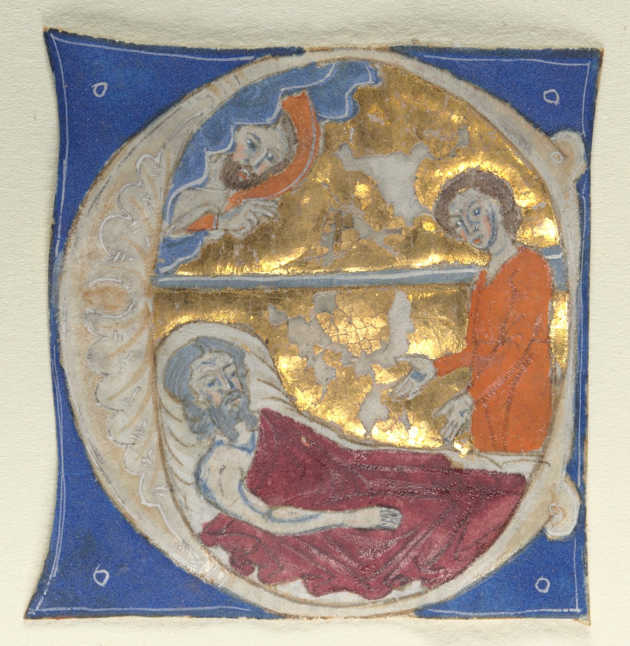 Geïllustreerde Initiaal Uitgesneden uit een Bijbel, 1200s door Unbekannt