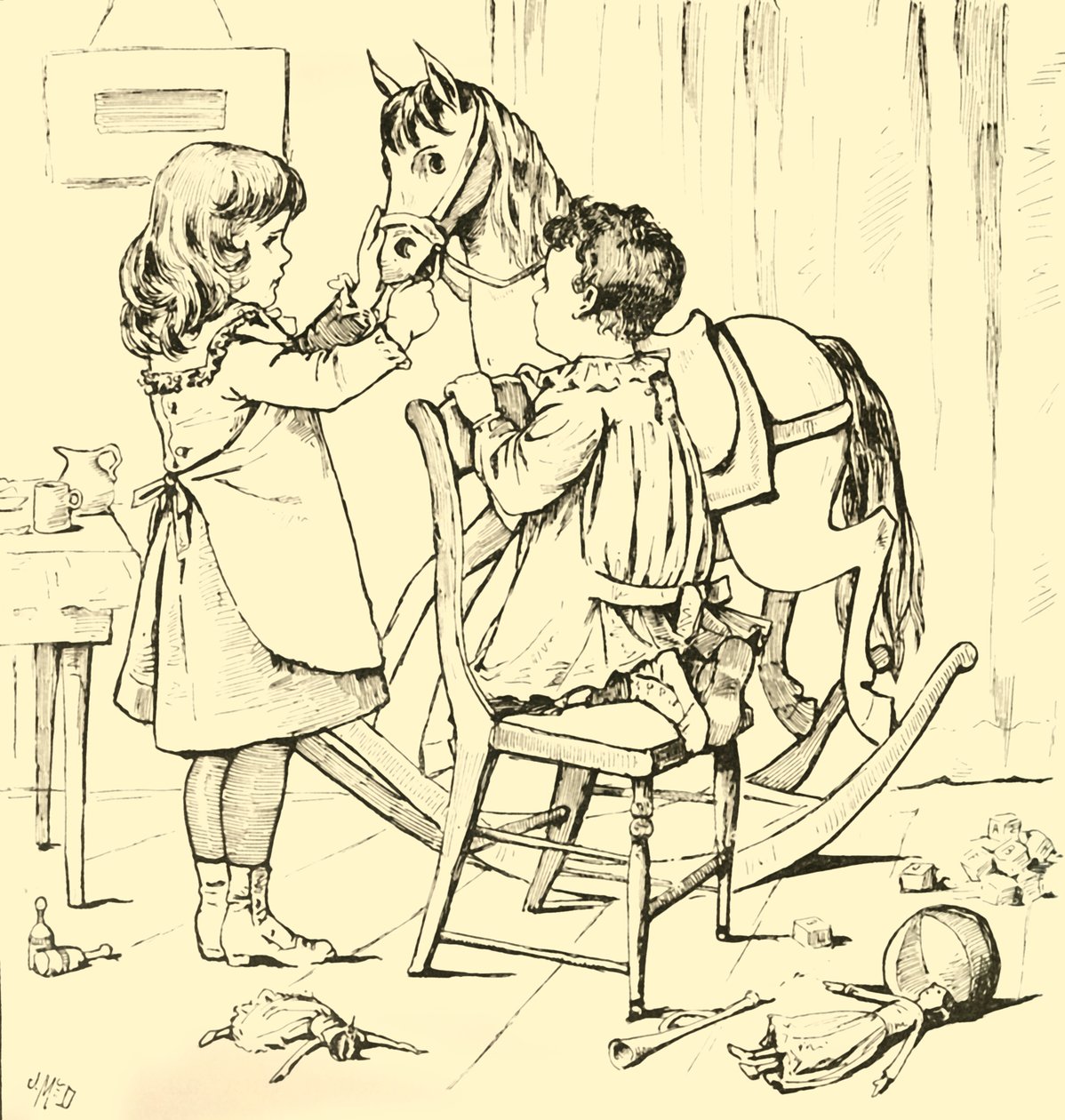 Hoe het hobbelpaard de taart opat, 1881 door Unbekannt