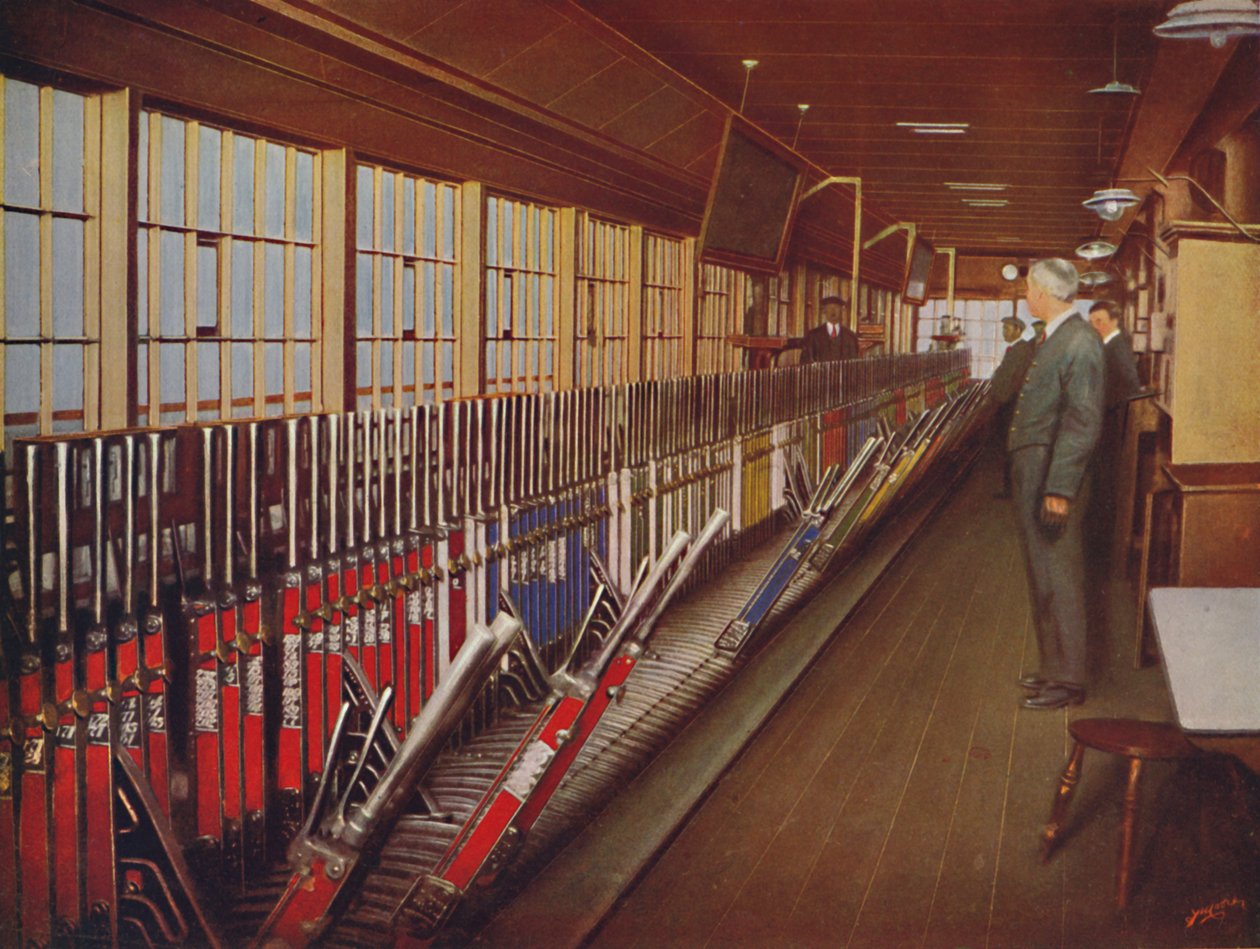 Binnen in de Locomotiefwerf Sein-Huis, York, 1926 door Unbekannt
