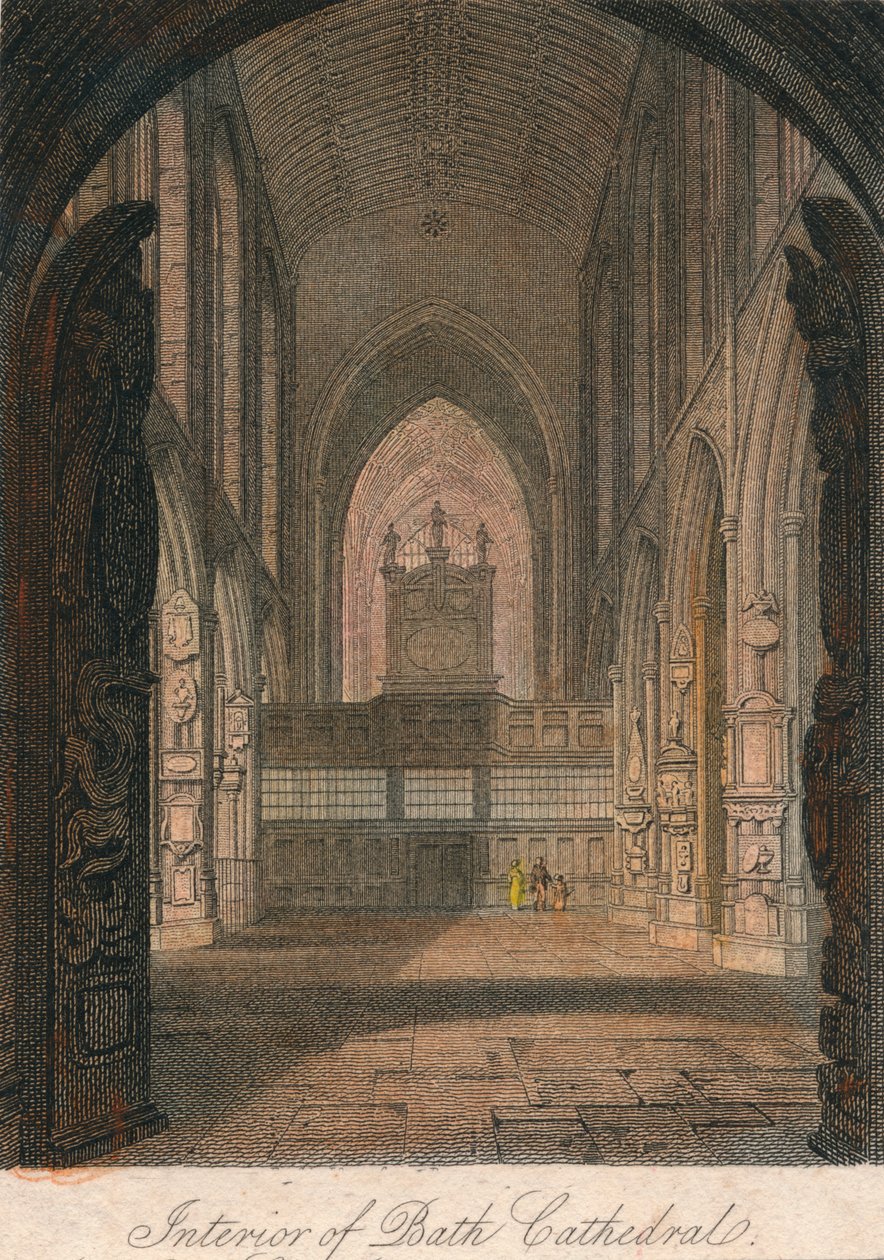 Interieur van de Kathedraal van Bath, 19e eeuw door Unbekannt