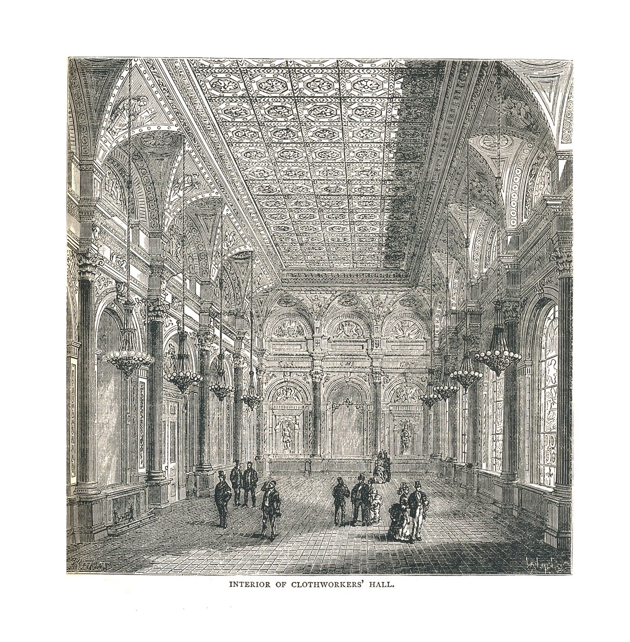 Interieur van de Clothworkers Hall door Unbekannt