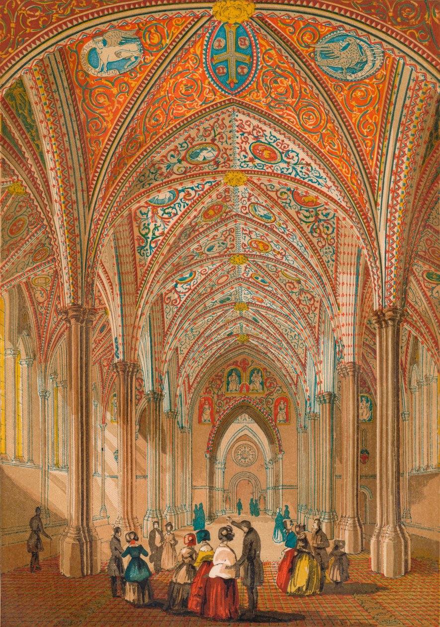 Interieur van de Temple Church, ca. 1845, 1864 door Unbekannt