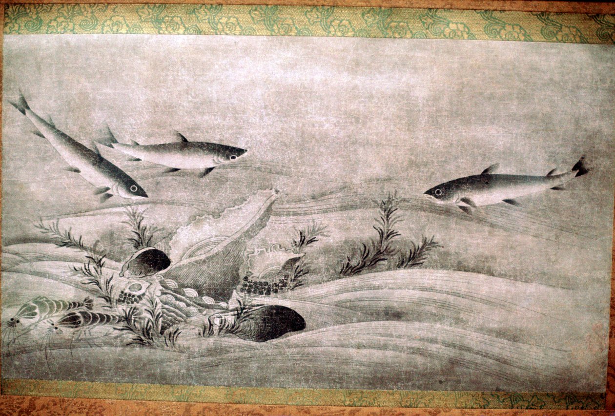 Japanse schilderij van vissen door Unbekannt
