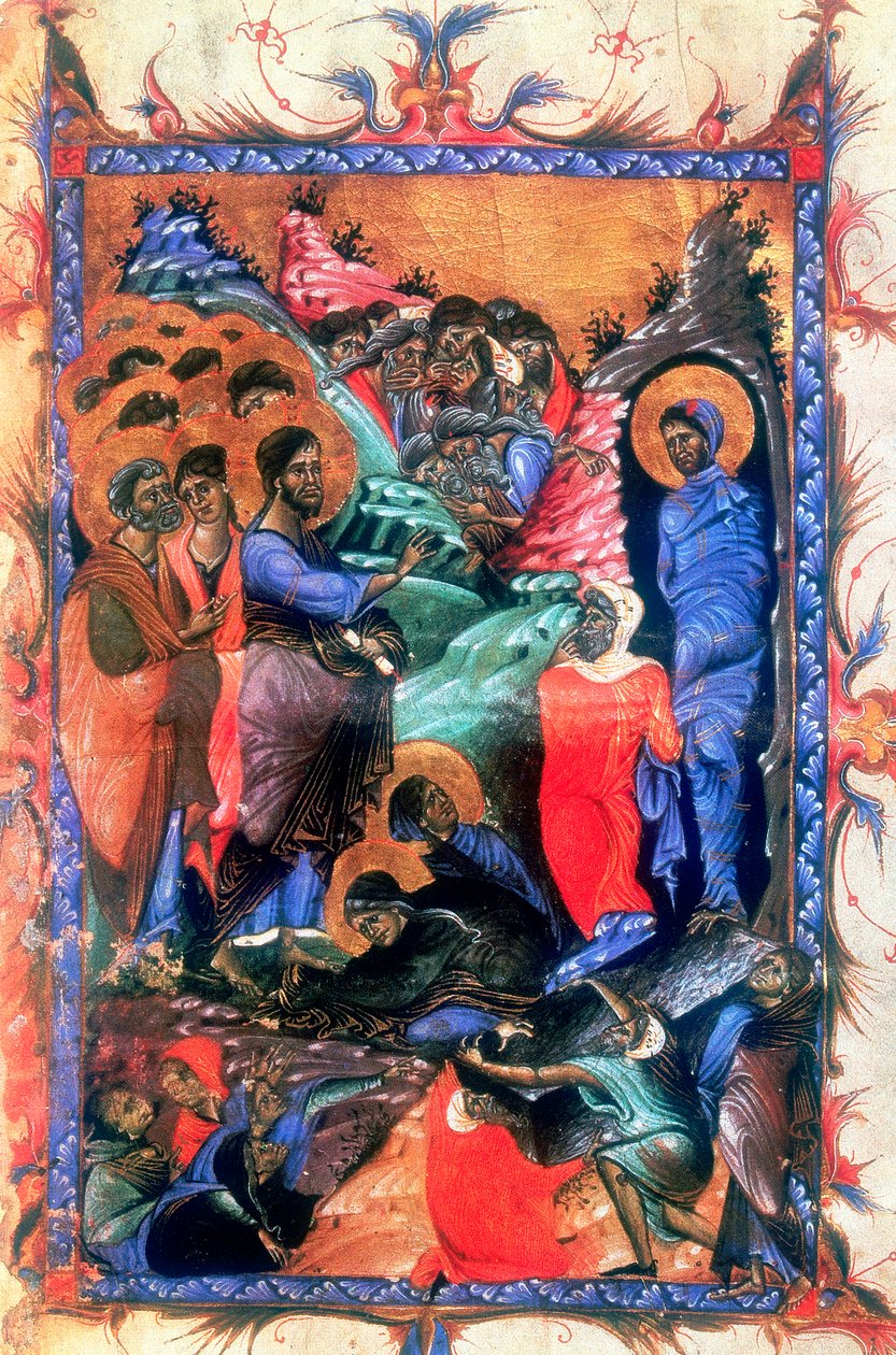 Jezus wekt Lazarus op na vier dagen (c1280) door Unbekannt