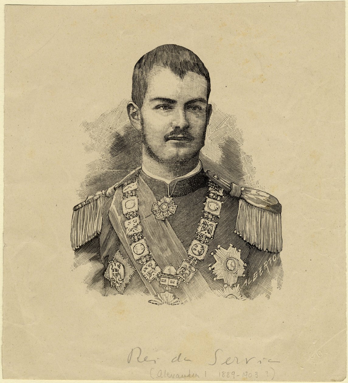 Koning Aleksandar van Servië 1876-1903, ca. 1889 door Unbekannt