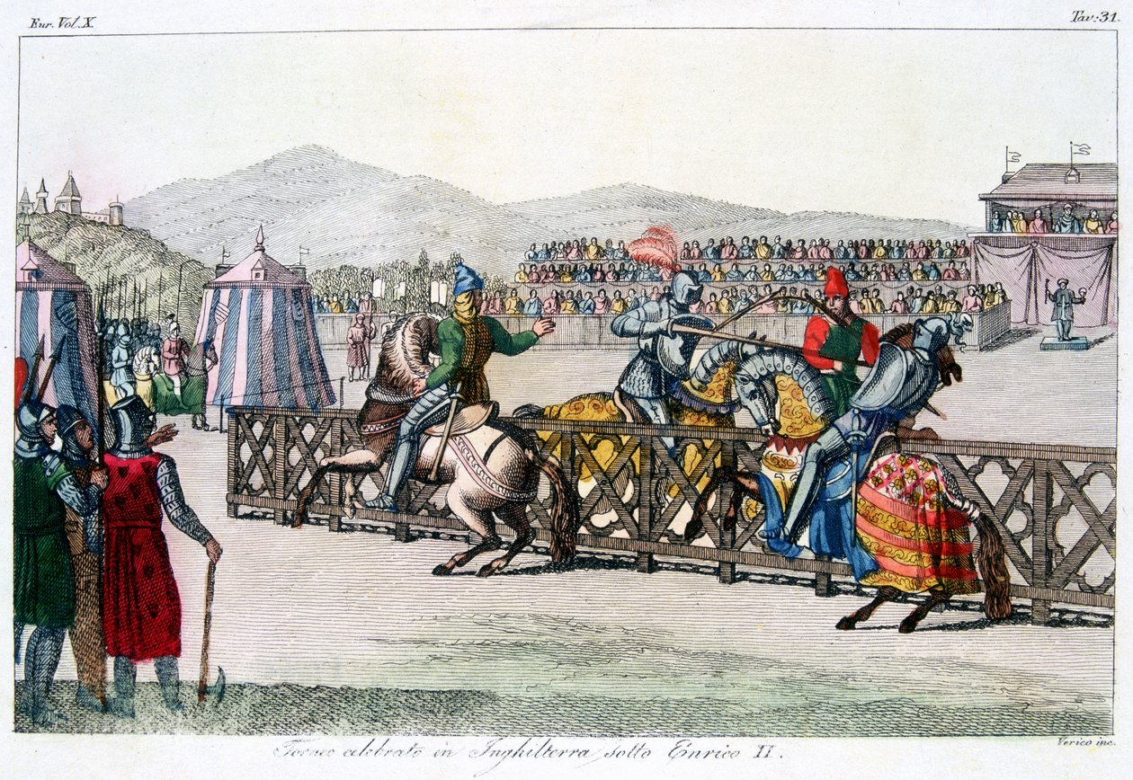 Ridders die strijden in een toernooi, 12e eeuw, ca. 1815 door Unbekannt