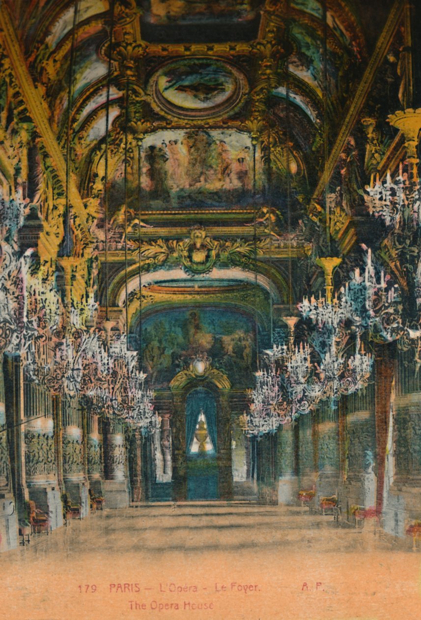 LOpéra Garnier - de foyer, Parijs, ca. 1920 door Unbekannt