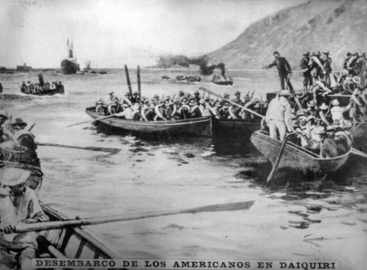 Landing van de Amerikanen in Daiquiri, 1898 door Unbekannt