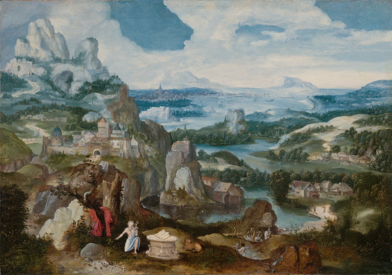Landschap met de boetvaardige Sint Hiëronymus door Unbekannt
