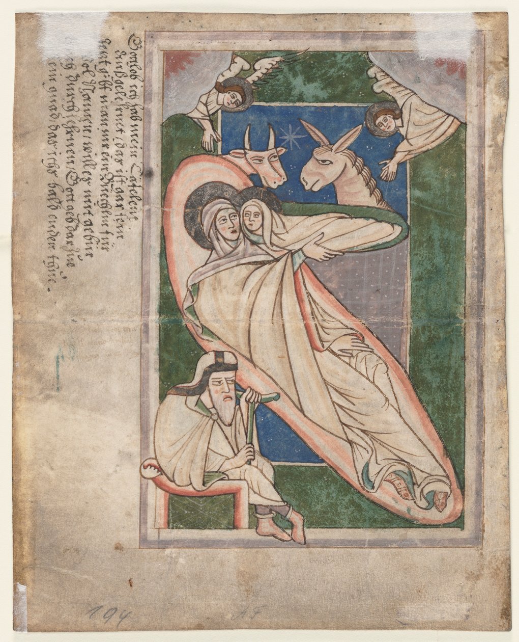 Blad uit een psalter: Geboorte verso, begin 1200 door Unbekannt