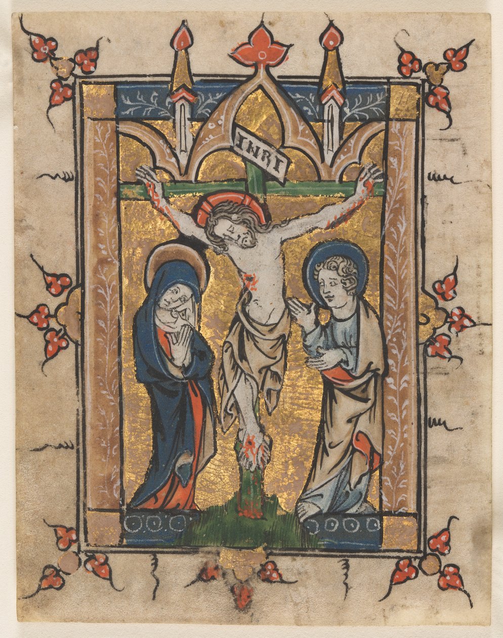 Blad uit een Psalter: De Kruisiging, ca. 1300-1330 door Unbekannt