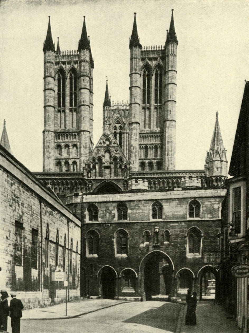 Lincoln Kathedraal en De Exchequer Poort door Unbekannt